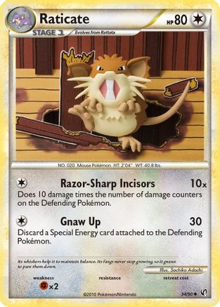 Raticate 034/90  - Reverse Holofoil Undaunted - Uncommon