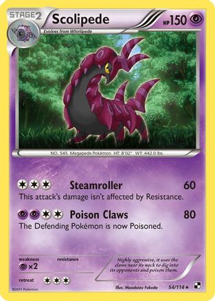 Scolipede 054  - Reverse Holofoil Black and White - Rare