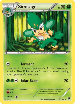 Simisage 011  - Reverse Holofoil XY Base Set - Rare