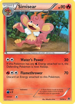 Simisear 019  - Reverse Holofoil Emerging Powers - Rare