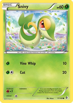 Snivy 011  - Reverse Holofoil Boundaries Crossed - Common