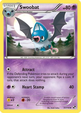 Swoobat 051  - Reverse Holofoil Black and White - Uncommon