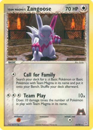 Team Magma's Zangoose 023  - Reverse Holofoil Team Magma vs Team Aqua - Rare