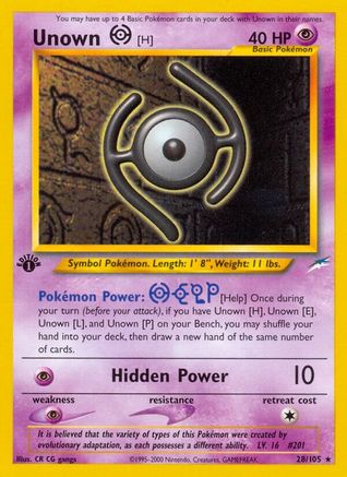 Unown [H] 028  - Unlimited Neo Destiny - Rare