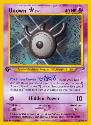 Unown [W] 029  - 1st Edition Neo Destiny - Rare