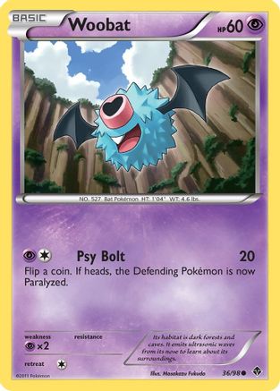 Woobat 036  - Reverse Holofoil Emerging Powers - Common