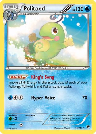Politoed 018/111  - Reverse Holofoil XY  Furious Fists - Rare