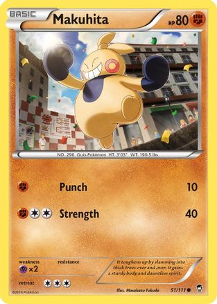 Makuhita 051  - Reverse Holofoil XY  Furious Fists - Common