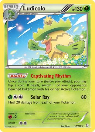 Ludicolo 012  - Reverse Holofoil XY  Primal Clash - Holo Rare