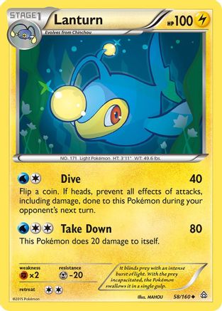 Lanturn 058  - Reverse Holofoil XY  Primal Clash - Uncommon