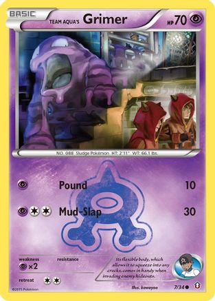 Team Aqua's Grimer 007/34  - Reverse Holofoil Double Crisis - Common