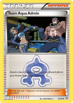Team Aqua Admin 025/34  - Reverse Holofoil Double Crisis - Uncommon