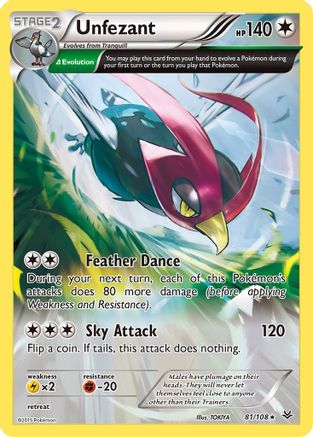 Unfezant (81 Delta) 081/108  XY  Roaring Skies - Rare