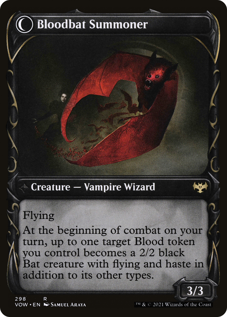 Voldaren Bloodcaster // Bloodbat Summoner (VOW-298) - Innistrad: Crimson Vow: (Showcase, Double Faced Transform) Foil