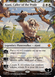 Ajani, Caller of the Pride (Borderless) (FDN-357) - Foundations (Borderless) Foil