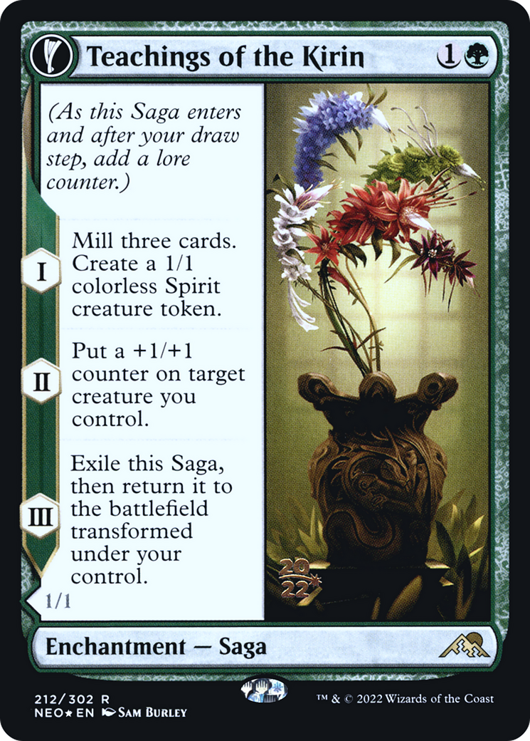 Teachings of the Kirin // Kirin-Touched Orochi (PRE-212) - Kamigawa: Neon Dynasty Promos: (fandfc, enchantment) Foil