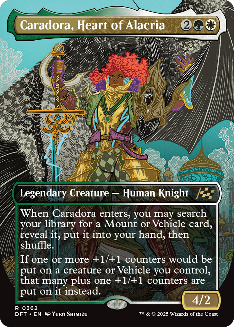 Caradora, Heart of Alacria (Borderless) (DFT-362) - Aetherdrift (Borderless) Foil