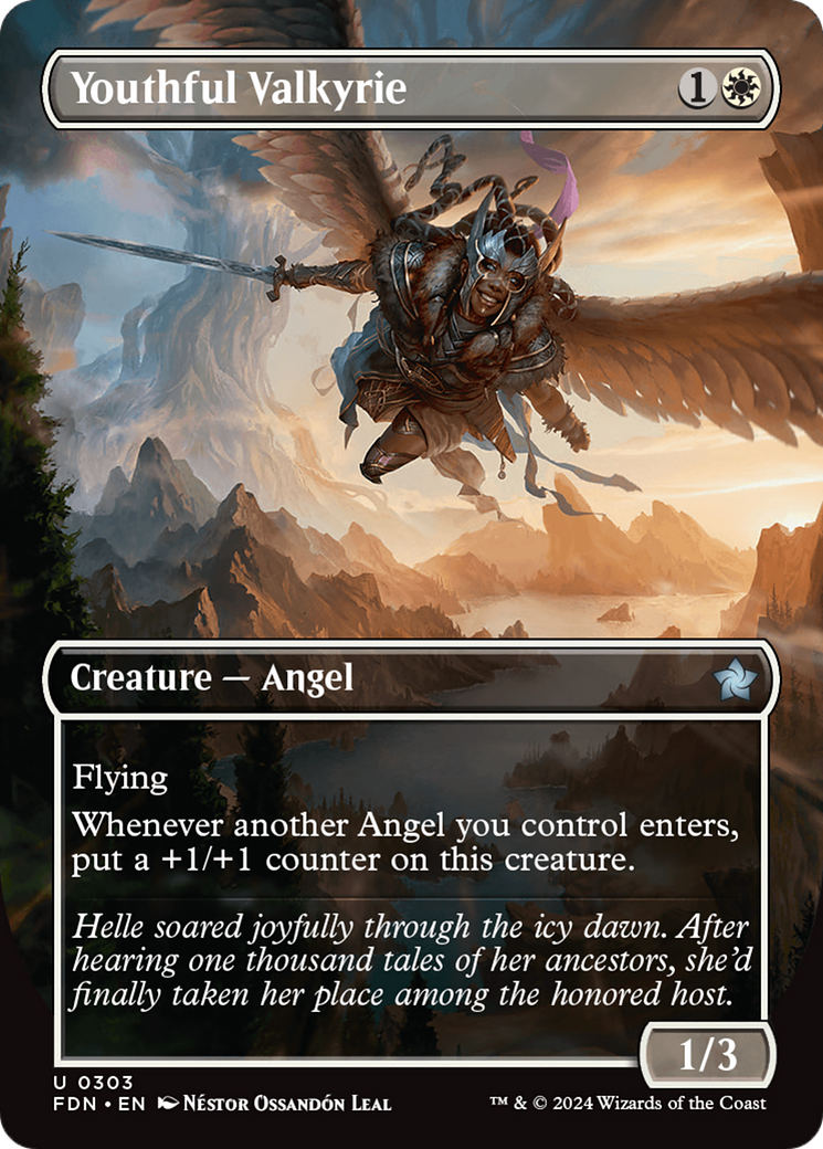 Youthful Valkyrie (Borderless) (FDN-303) - Foundations (Borderless) Foil