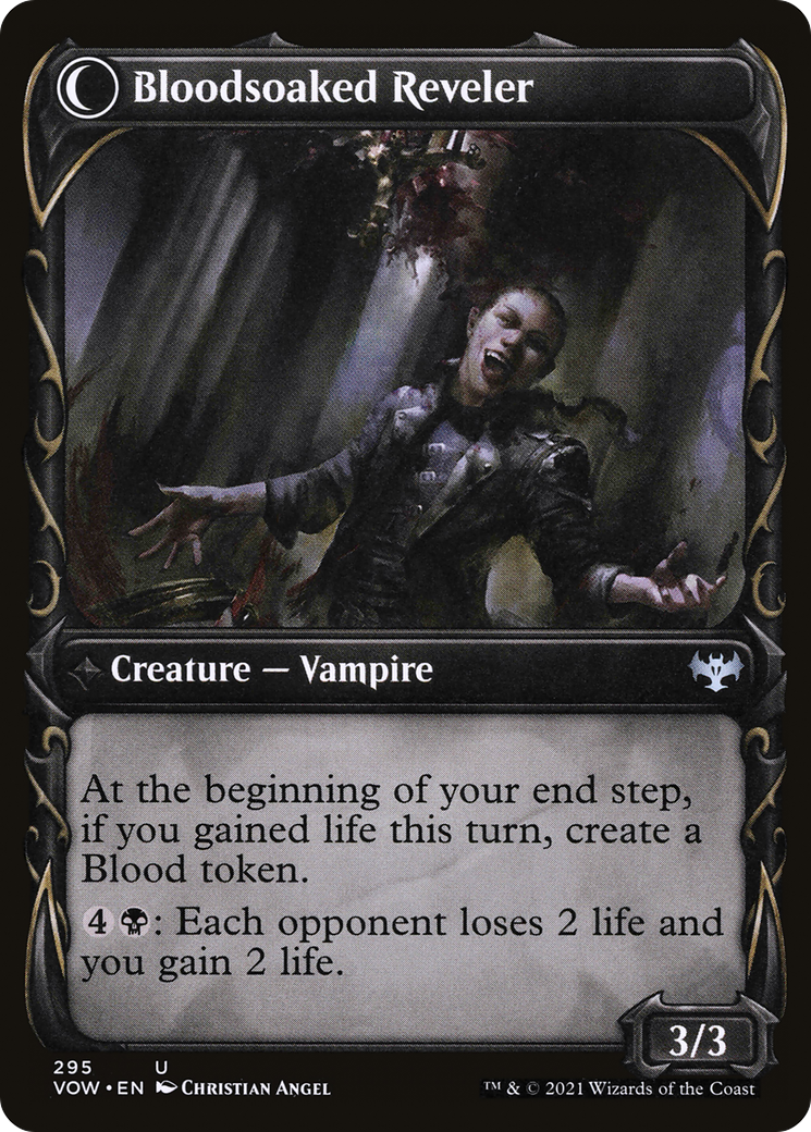 Restless Bloodseeker // Bloodsoaked Reveler (VOW-295) - Innistrad: Crimson Vow: (Showcase, Double Faced Transform) Foil