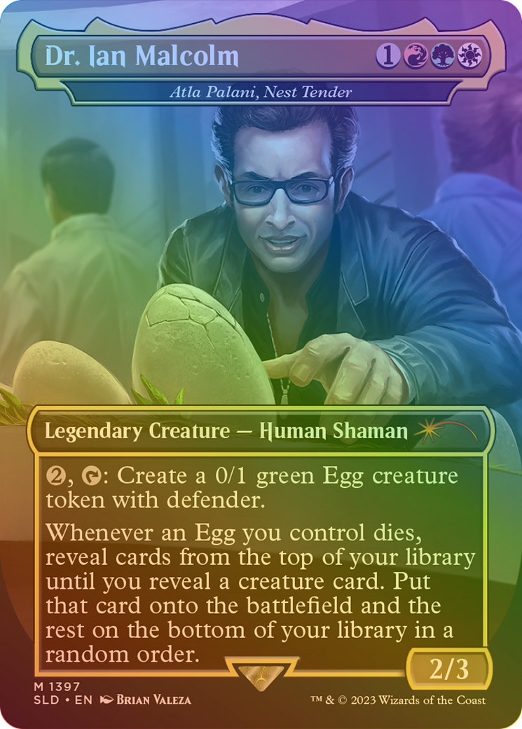 Atla Palani, Nest Tender (SLD-1397) - Secret Lair Drop / Dr. Ian Malcolm (Borderless) Foil