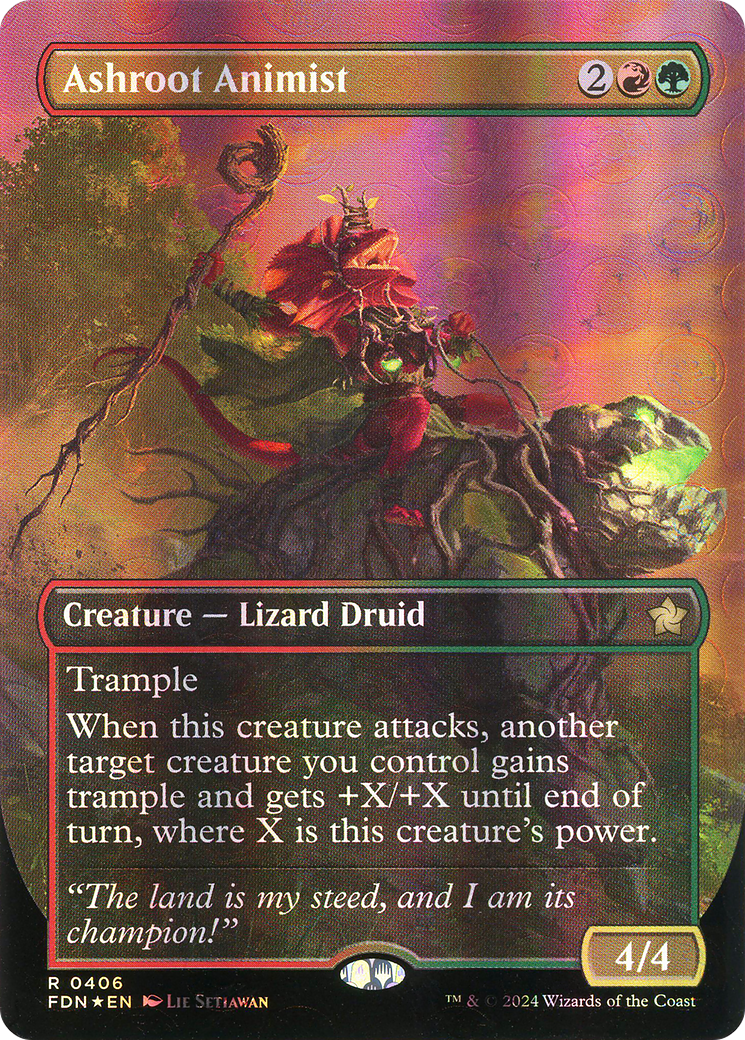 Ashroot Animist (Borderless) (Mana Foil) (FDN-406) - Foundations (Borderless) Foil