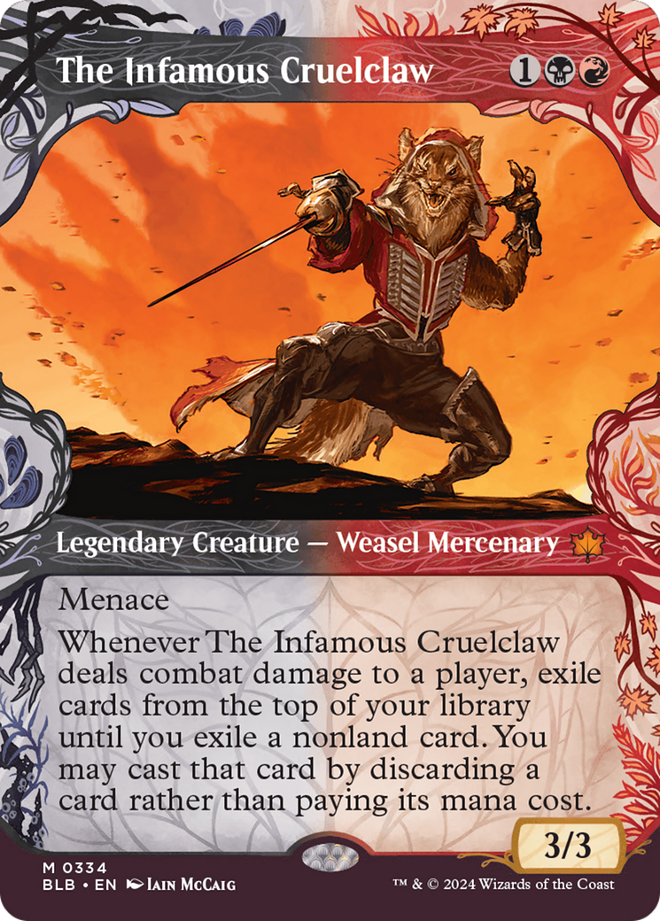 The Infamous Cruelclaw (BLB-334) - Bloomburrow: (Showcase) (Borderless) Foil