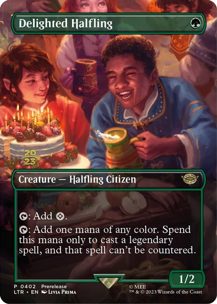 Delighted Halfling (PRE-402S) - Tales of Middle-earth Promos (Borderless) Foil
