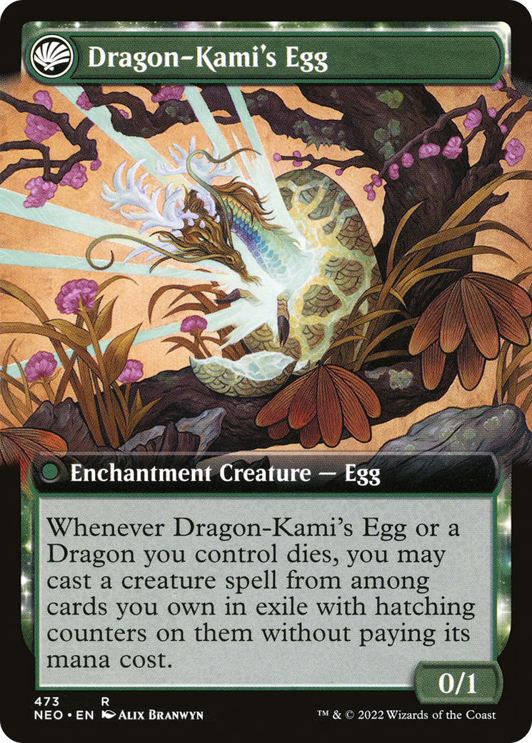 The Dragon-Kami Reborn // Dragon-Kami's Egg (NEO-473) - Kamigawa: Neon Dynasty: (Extended Art, fandfc, enchantment) Foil